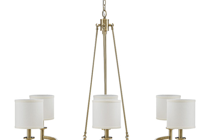 Elegenza 6-light Chandelier with Fabric Drum Shades in Antique Gold From Martha Stewart