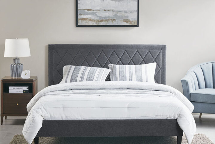 Rowen Rowen Queen Platform Bed in Charcoal From 510 Design