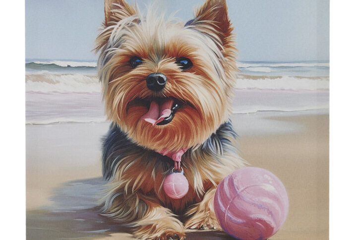 Beach Dogs Yorkie Canvas Wall Art in Yorkie/Blue Multi From Madison Park