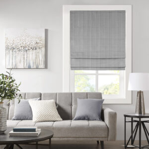 Galen Basketweave Room Darkening Cordless Roman Shade in Charcoal From Madison Park