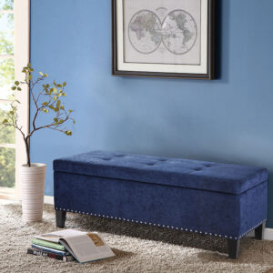 Shandra II Tufted Top Soft Close Storage Bench in Blue From Madison Park