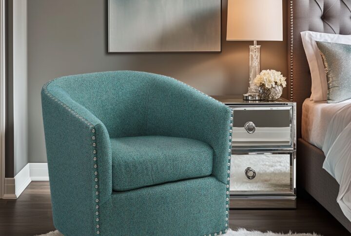 Tyler Swivel Chair in Teal Multi From Madison Park