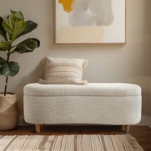 Bailey Boucle Flip Top Storage Bench in Cream From INK+IVY