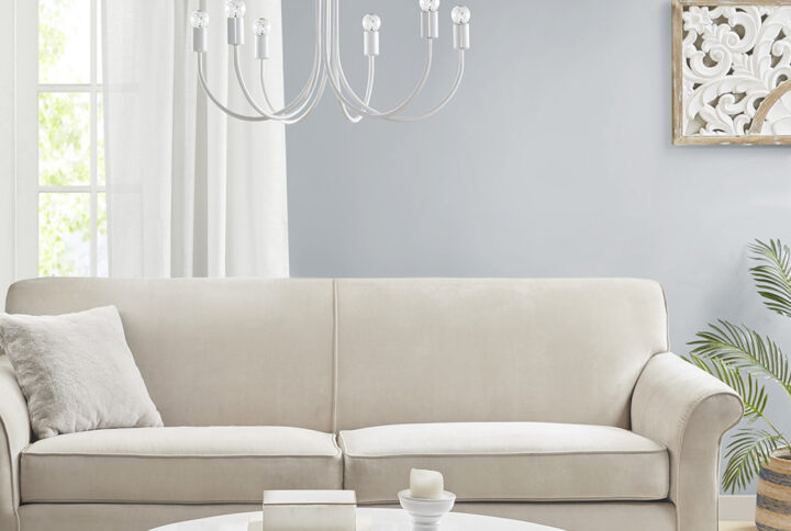 Ellie 6-Light Metal Chandelier in White From 510 Design