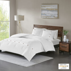 Finley 3 Piece Cotton Waffle Weave Comforter set in White From Madison Park