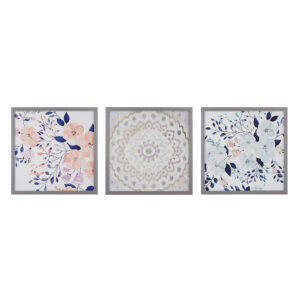 Summer Bliss Silver Framed Floral Medallion 3-piece Wall Decor Set in Multi From Intelligent Design