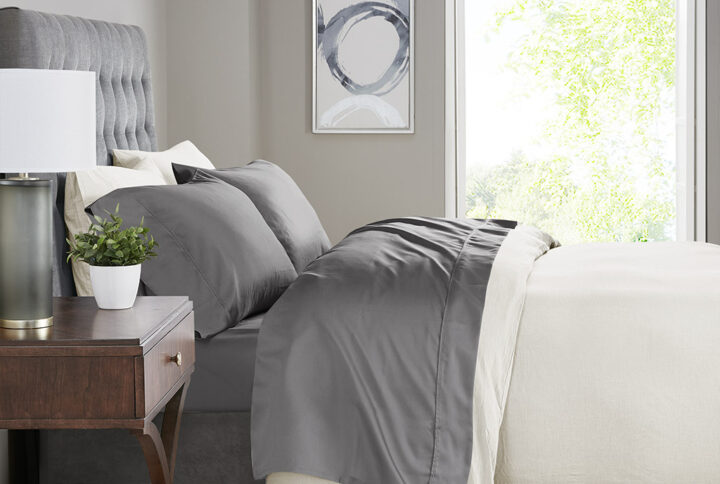 525 Thread Count Cotton Blend Sheet Set in Charcoal From Madison Park