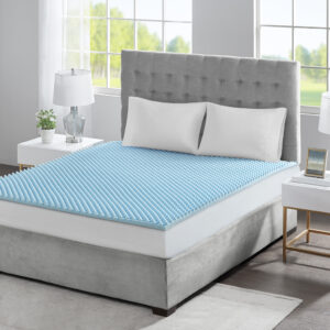 1.5" Gel Memory Foam All Season Reversible Hypoallergenic 1.5" Cooling Mattress Topper in Blue From Sleep Philosophy