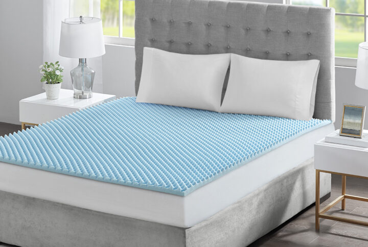 1.5" Gel Memory Foam All Season Reversible Hypoallergenic 1.5" Cooling Mattress Topper in Blue From Sleep Philosophy