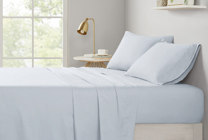 Microfiber All Season Soft Touch Sheet Set in Blue From Intelligent Design