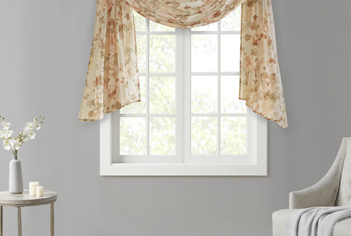 Simone Printed Floral Voile Sheer Scarf in Blush From Madison Park