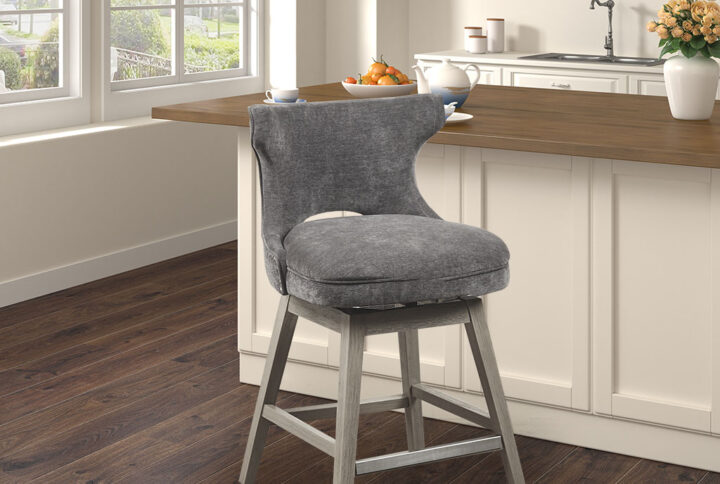 Emmett 25.75" Swivel Counter Stool in Charcoal From Madison Park