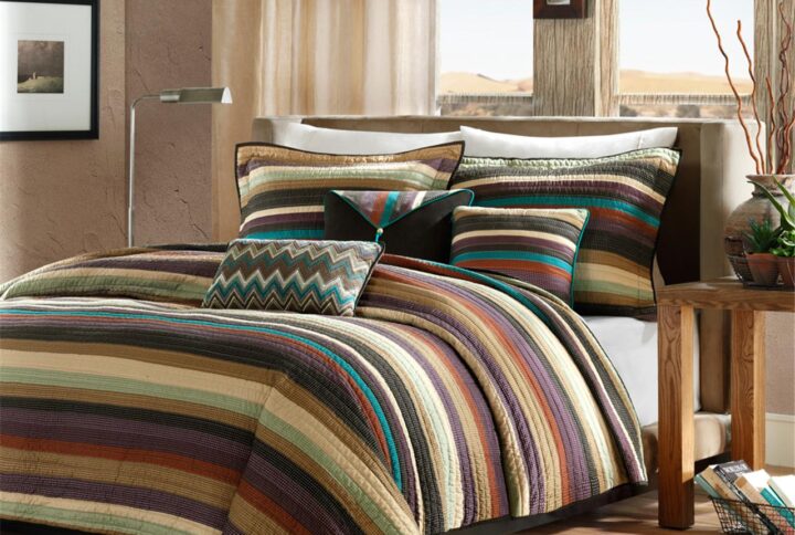 Yosemite Reversible Quilt Set with Throw Pillows in Multi From Madison Park