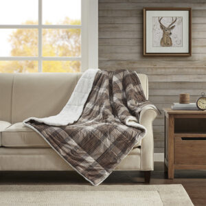 Lumberjack Softspun Down Alternative Filled Throw in Brown From Woolrich