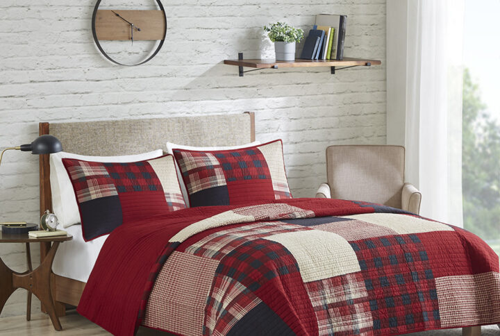 Sunset Oversized Cotton Quilt Mini Set in Red From Woolrich