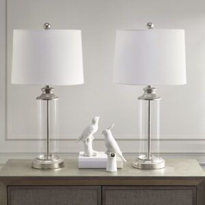 Clarity Glass Cylinder Table Lamp Set of 2 in Silver From 510 Design