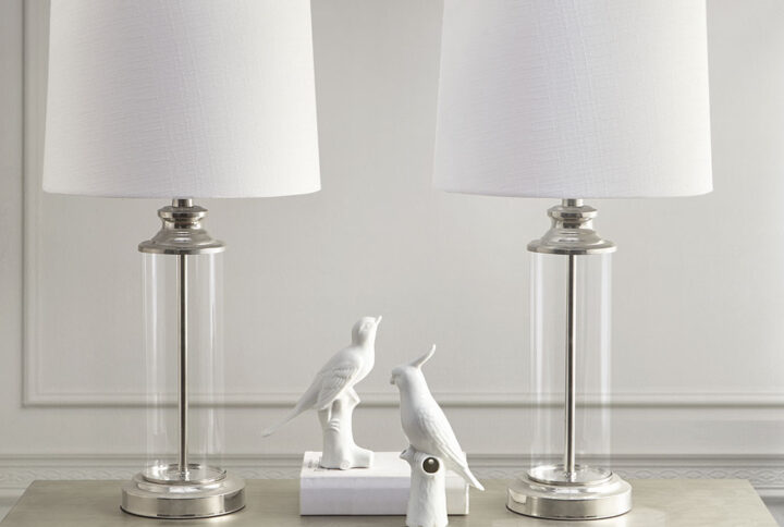 Clarity Glass Cylinder Table Lamp Set of 2 in Silver From 510 Design