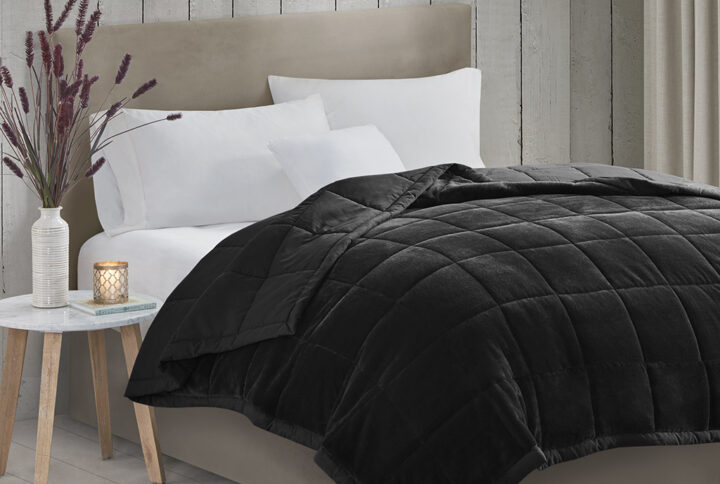 Coleman Reversible HeiQ Smart Temperature Down Alternative Blanket in Black From Madison Park