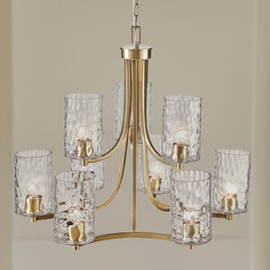 Opulentia 9-light Round Tiered Chandelier with Textured Glass Shades in Antique Brass From Hampton Hill