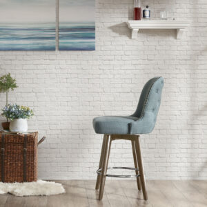 Kobe Counter Stool with Swivel Seat in Blue From Madison Park