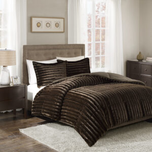 Duke Faux Fur Comforter Mini Set in Chocolate From Madison Park