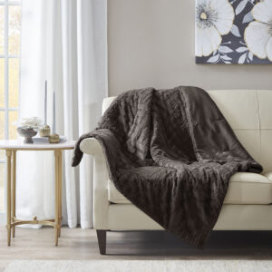 Arctic Ultra Plush Down Alternative Throw in Chocolate From Madison Park