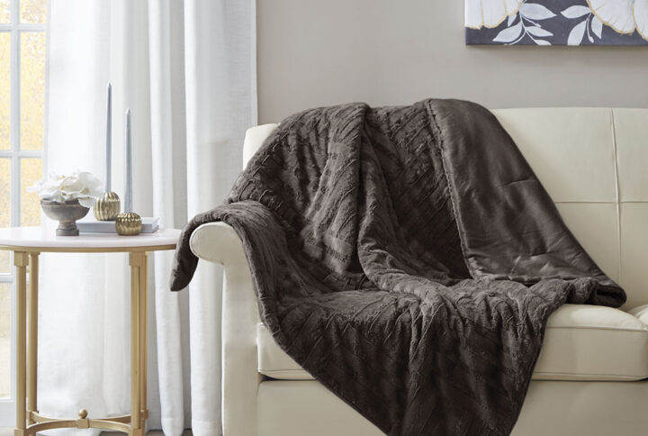 Arctic Ultra Plush Down Alternative Throw in Chocolate From Madison Park