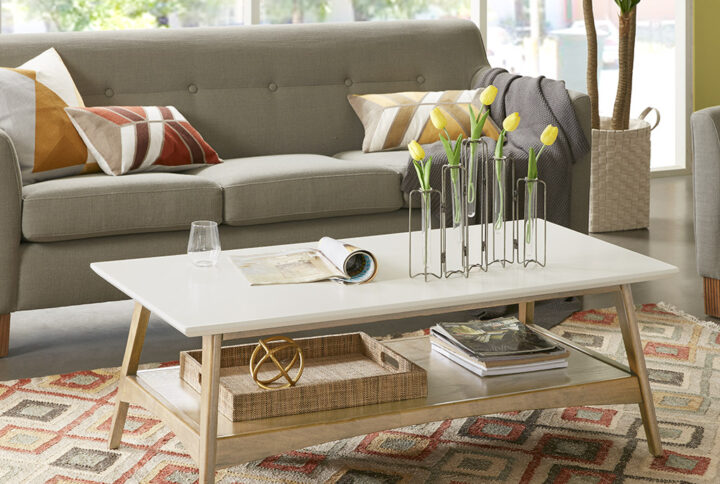 Parker Coffee Table in Off-White/Natural From Madison Park