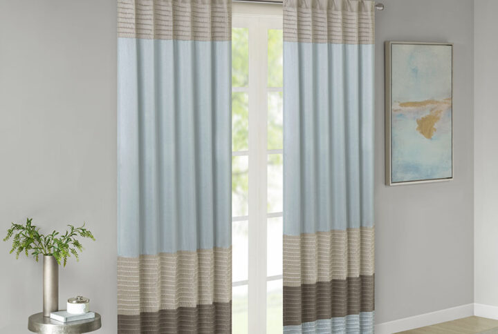 Amherst Polyoni Pintuck Curtain Panel in Blue From Madison Park