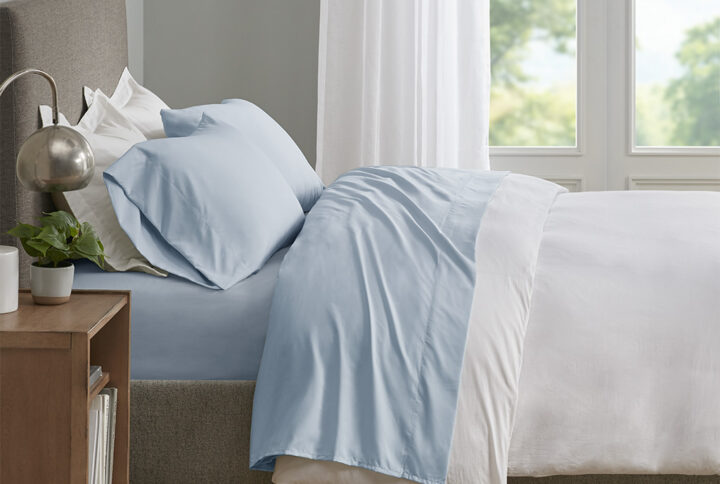 Smart Cool Microfiber Sheet Set in Blue From Sleep Philosophy