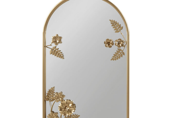 Adaline Arched Metal Floral Wall Mirror in Gold From Madison Park