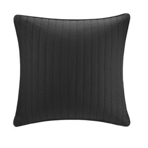 Camila Cotton Quilted Euro Sham in Black From INK+IVY