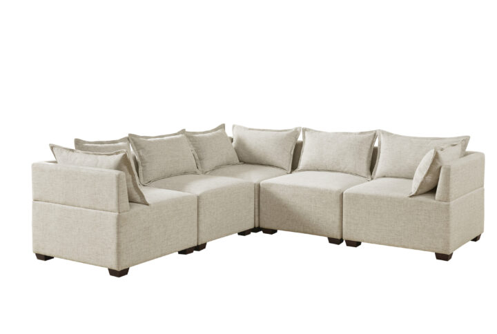 Molly 5-Piece Modular L-Shape Sofa in Linen From INK+IVY