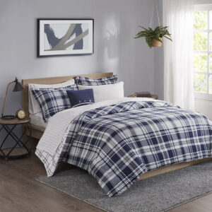 Patrick 8 Piece Comforter Set with Bed Sheets in Navy From Madison Park Essentials