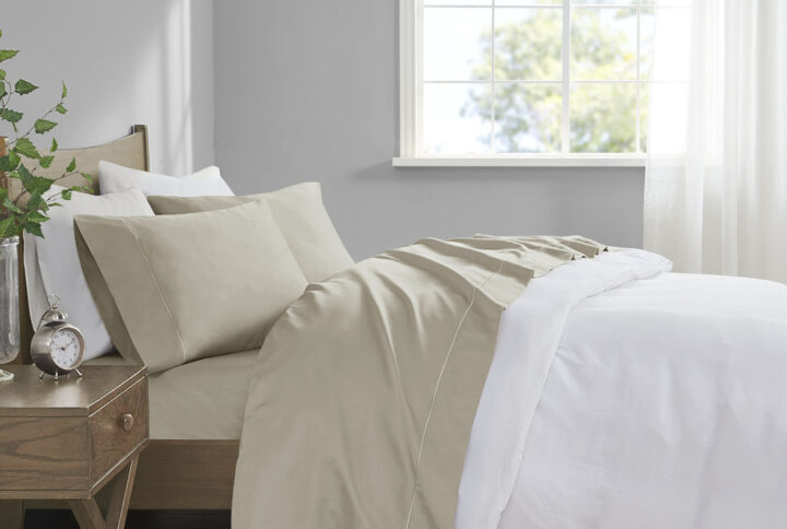 600 Thread Count Pima Cotton Sheet Set in Sand From Madison Park