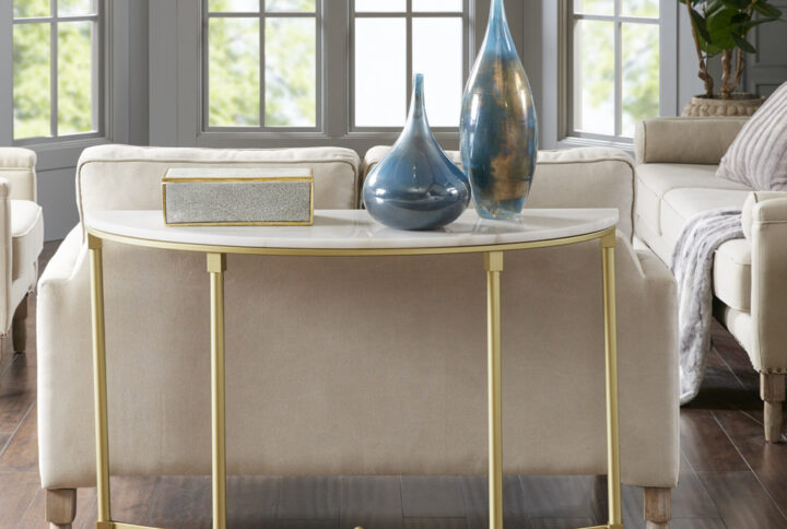 Bordeaux Console Table in White/Gold From Madison Park Signature