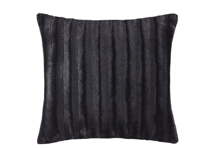 Duke Faux Fur Square Pillow in Black From Madison Park