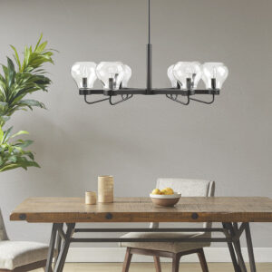 Devon 6-Light Chandelier with Bowl Shaped Glass Shades in Black From 510 Design