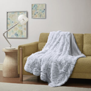 Emma Shaggy Faux Fur Throw in Grey From Intelligent Design