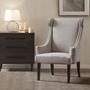 Marcel High Back Wing Chair in Taupe From Madison Park