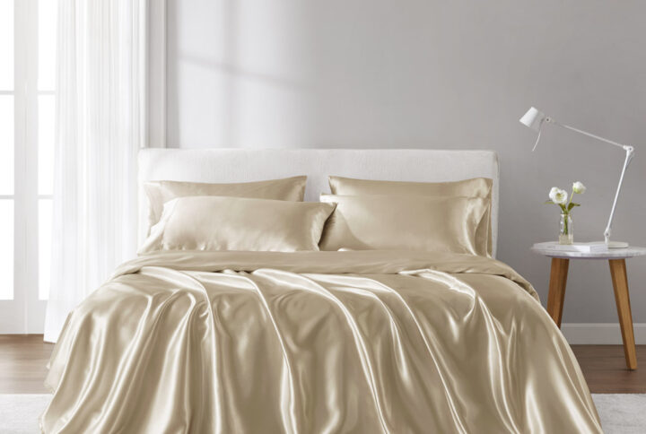 Satin Luxury Sheet Set in Champagne From Madison Park Essentials