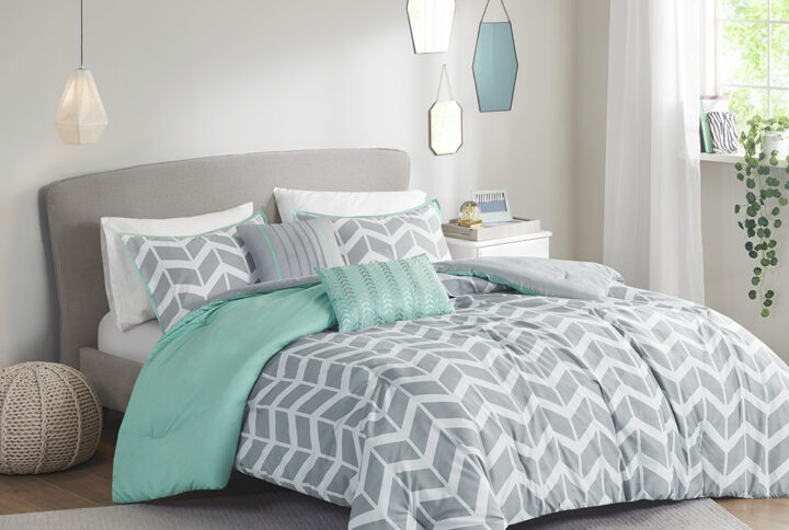 Nadia Comforter Set in Aqua From Intelligent Design