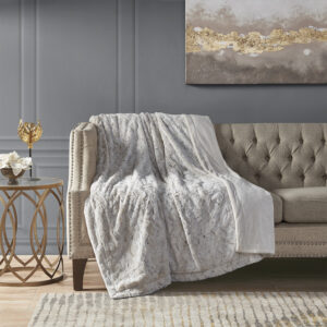 Zuri Oversized Faux Fur Throw in Snow Leopard From Madison Park