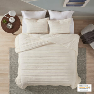 Mercer 3 Piece Cotton Quilt Set with Chenille Trims in Ivory From Urban Habitat