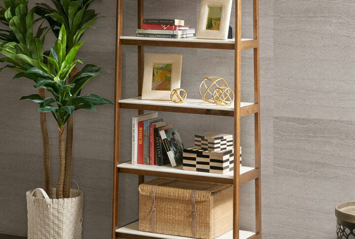 Parker Shelf / Bookcase in Off-White/Pecan From Madison Park