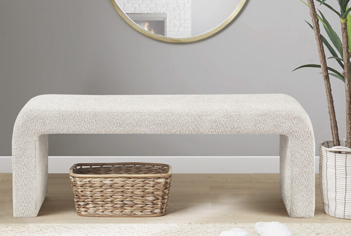 Steve Boucle Waterfall Bench in Cream From INK+IVY