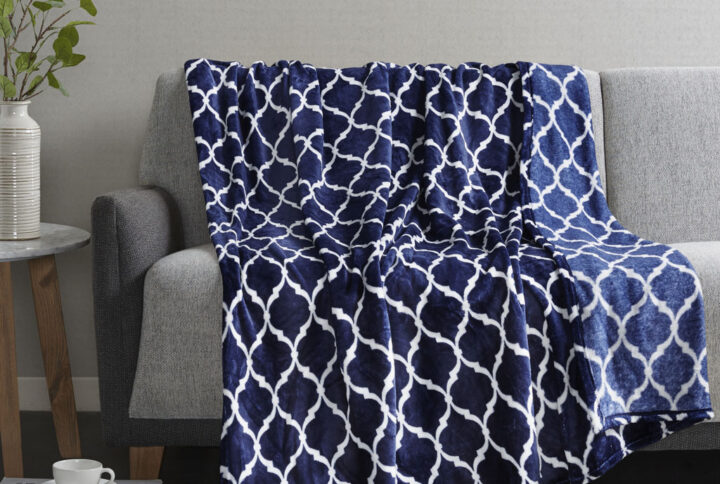 Ogee Oversized Throw in Navy From Madison Park