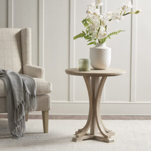 Fatima Round Accent Table in Reclaimed Wheat From Martha Stewart