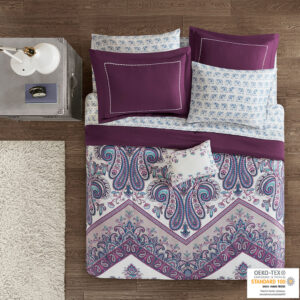 Tulay Boho Comforter Set with Bed Sheets in Purple From Intelligent Design