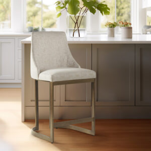 Bryce 26"H Upholstered Counter Stool with Metal Base in Cream From Madison Park